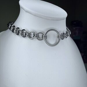 Silver Steel Chainmaille O-Ring Choker Necklace